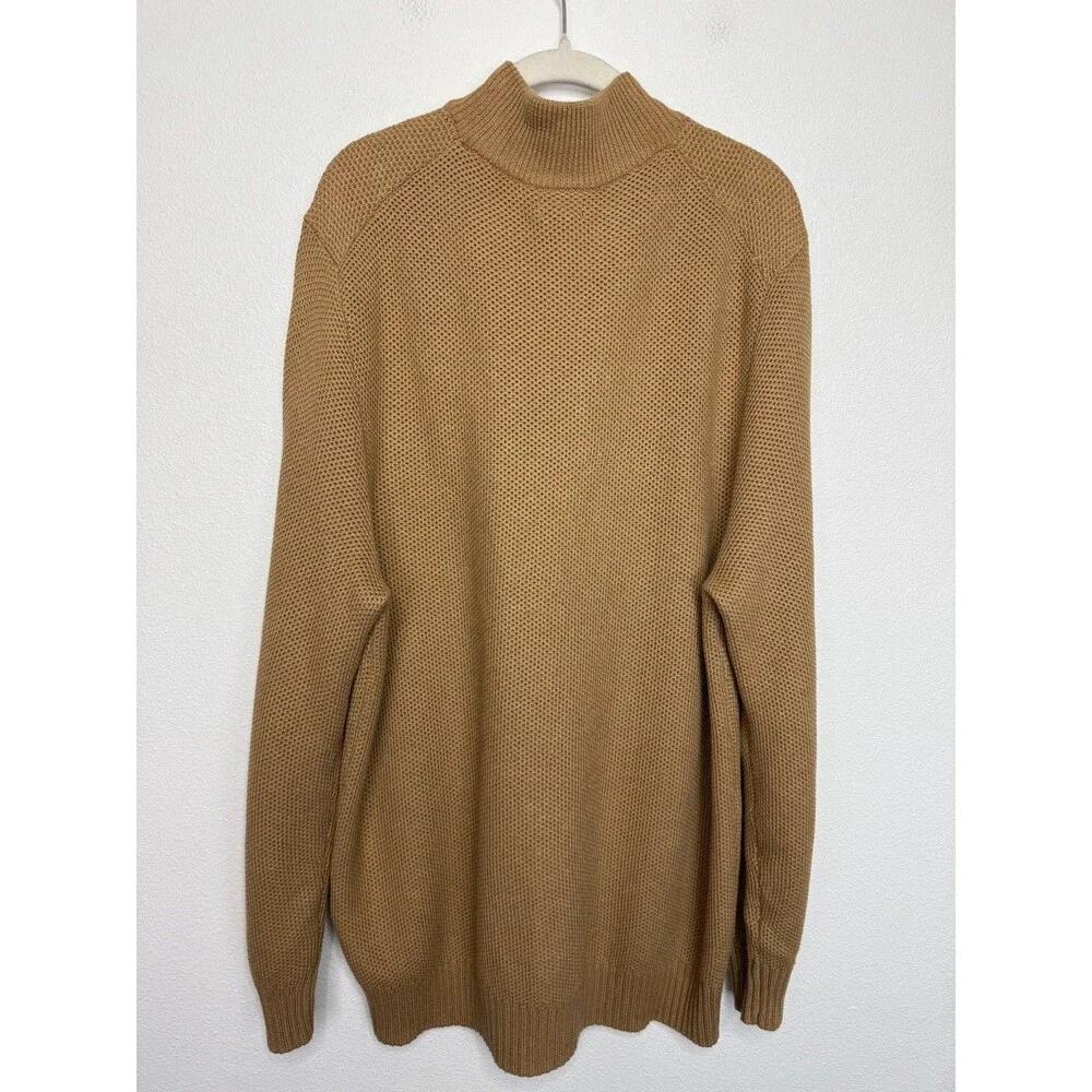 J.Crew XL Cotton Honeycomb Knit Half-Zip Heather Acorn Pullover Long Sleeve